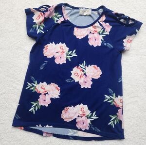 Girls Cold Shoulder Floral Print Shirt Size 8